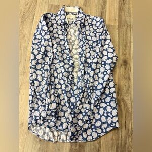 Christian Lacroix Men’s Medium Paisley Button Down Shirt Blue White Long Sleeve